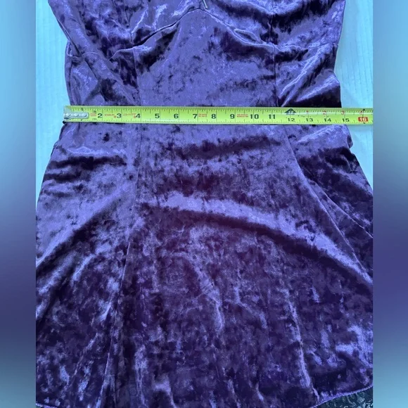 Cosmic Aura Purple Velvet Slip Dress Black Lace And Cross Detail Whimsygoth Sz S - Picture 9 of 11